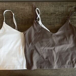 Taupetastic and White Lululemon Align Cami Tanks- Pair